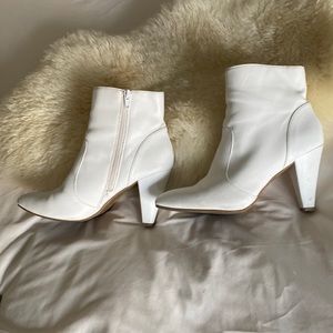 White faux leather boots